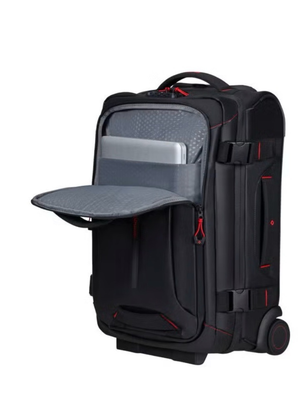 Samsonite ECODIVER WHEELED Black Carry-On Roller with Red Trim - Picture 3 of 5